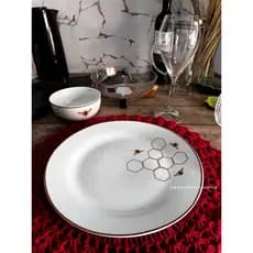 Aparelho de Jantar em Porcelana Mesa Posta Prato 27cm