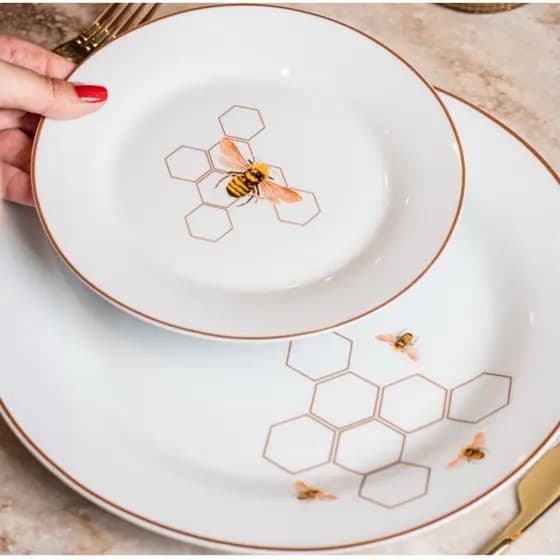 Aparelho de Jantar em Porcelana Mesa Posta Prato para sobremesa 19cm