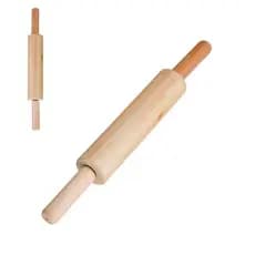 Rolo de Massa Profissional em Madeira 45cm Giratório para Pão e Pizza Rolo de Abrir Massa Macarrão e Pastel de Madeira G