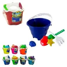 Kit Praia Infantil Baldinho com Acessórios Pá Rastelo Forminhas Sortido, baldinho praia, baldinho areia