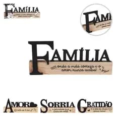 Palavra Decorativa de Mesa Presente Criativo Vários Modelos,Enfeite de Mesa Decorativo em Madeira Frases Família Amor Gr