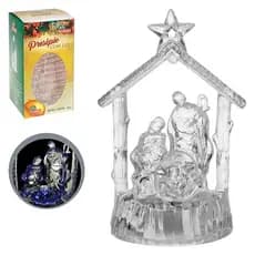 Presépio de Natal Luminoso com Luz branca de LED Acrílico 11,5cm Enfeite Presépio Sagrada Família com Luz Decoração Na