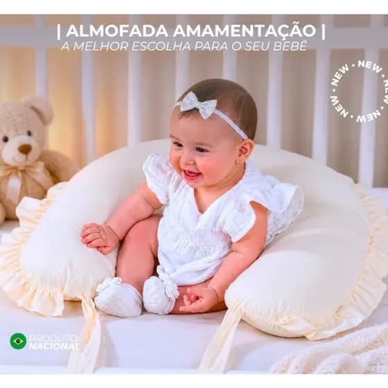 Almofada de amamentação grande babado percal 200 fios 100% algodão
