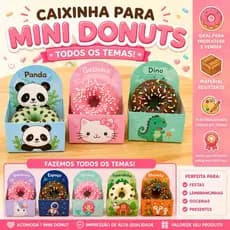 Caixinha Personalizada para Mini Donuts Festa/Lembrancinha Todos os Temas 10 Unidades