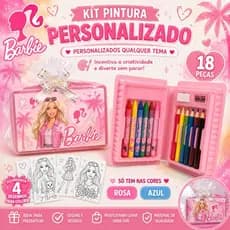 10 Kit Pintura Personalizado 18 Peças | Barbie, Safari, Stitch e Qualquer Tema | Lembrancinha Infantil