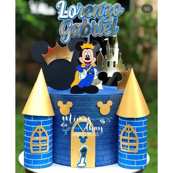 Topo de bolo mickey - Topper mickey - topo mickey realeza - Topper mickey realeza - topo mickey castelo