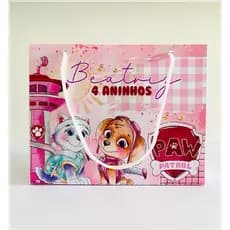 Sacolinha Personalizada Patrulha Canina | Lembrancinha - Aniversário Patrulha canina rosa - SEMI MONTADA - PEGUE E MONTE