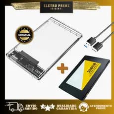 Kit Case externo crystal + ssd de 256GB Organização e Velocidade em um Só Pacote
