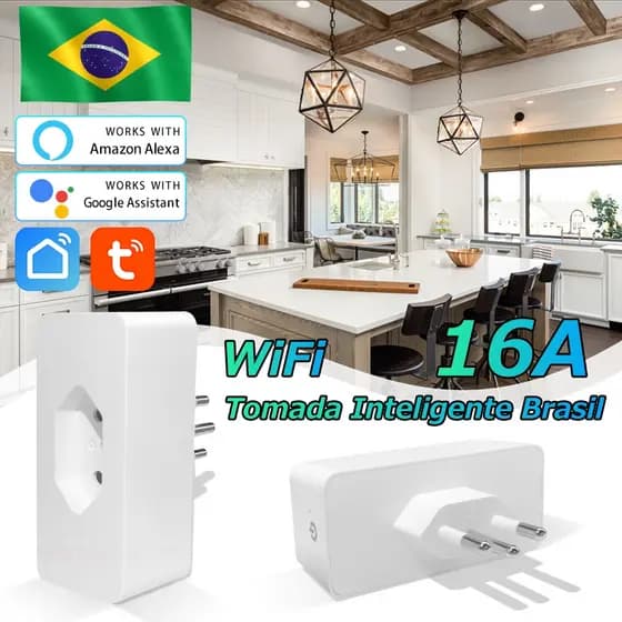 16A Tuya Smart Life padrão do Brasil Tomada Inteligente Wifi Com Controle De Voz Alexa /Google Home