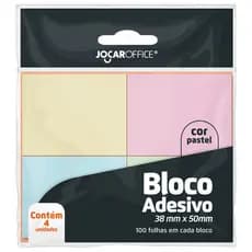 Bloco Adesivo Colorido 4 unidades Tons Pastéis Jocar Office