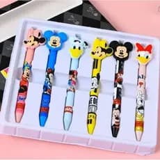 Caneta Tinteiro Escolar Retrátil Ponta Fina 0.5mm Mickey Minnie Margarida Donald