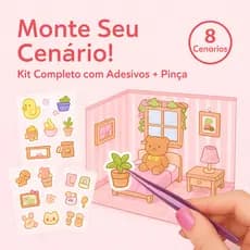 Adesivo Cenário 3D DIY + Pinça Capivara Monstrinhos Caderneta c/ 8
