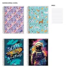 Pacote Caderno 1/4 PEQUENO Espiral Capa Flexível 80 Folhas 5, 10 ,20 Unidades Stella Jandaia Atacado