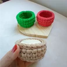 Porta joias/ porta sabonete/ porta moedas/porta chaves/ crochê fio de malha