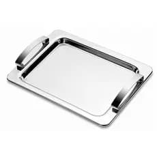 Bandeja Retangular em Inox com Alças e Design Moderno Mimo Style