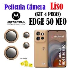 KIT(4 Pecas) Película Da Câmera Liso Motorola Edge 50 Pro 50 Neo Anel De Metal Protetors Lente Vidro