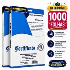 Kit 1000 Folhas Papel Especial Opaline Diplomata Offset Certificado Branco Premium A4 180g Masterprint