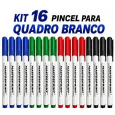 Kit 16 Caneta Pincel Marcador Quadro Branco Recarregável Caneta Alta Qualidade MASTERPRINT Cores