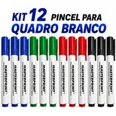 Kit 12 Caneta Pincel Marcador Quadro Branco Recarregável Caneta Alta Qualidade MASTERPRINT Cores