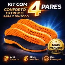 Kit com 4 Pares de Palmilha Fina Macia Ortopédica Anatômica Em Gel PU para Tênis  Botina Confortável