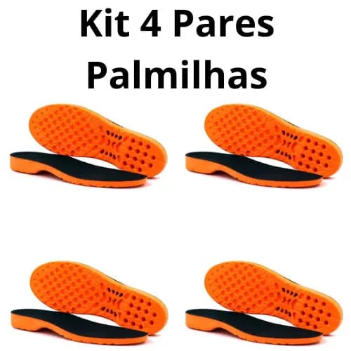 Kit 4 Pares Palmilhas Em Gel PU Ortopédica Para Várias Horas de Trabalho Super Confortável