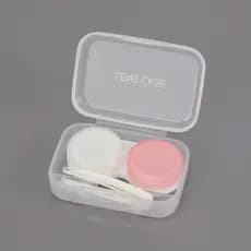 Estojo Portátil Para Armazenamento De Lentes De Contato Com Pinça Rosa