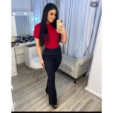 Calça Legging Feminina Flare Jeans Boca de Sino Cintura Alta