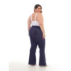 Calça Legging Flare Plus Cotton Jeans Fake Com Bolso Do EXG ao G2