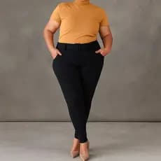 Calça Em tecido Crepe com Cinto Falso Plus Size do EXG ao G3