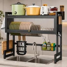 Escorredor De Louças Organizador De Pia De Cozinha Bancada Para Cozinha Prateleira Porta L65/85cm