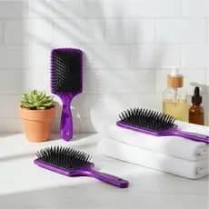 Kit 3 Escovas Raquete Lilás Premium para Desembaraçar Cabelo - Antiestática Maciez e Brilho