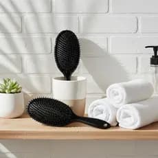 Kit 2 Escovas Oval Almofadada Black | Cerdas Protetoras p/ Todos Cabelos | Envio Rápido