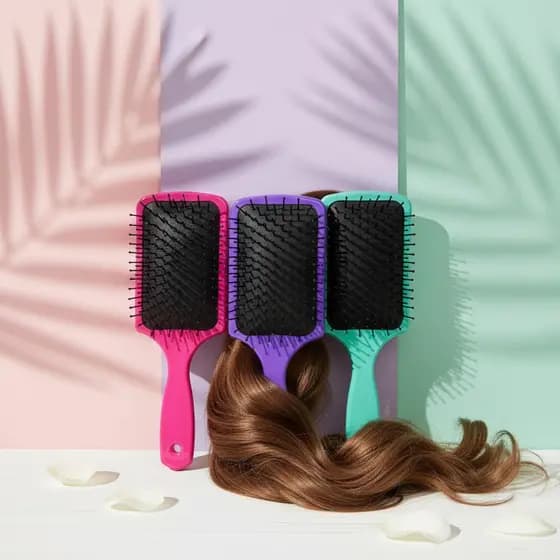 Escova Raquete Quadrada Para Pentear Cabelo  Almofadada - Premium