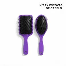 Kit 2 Escovas de Cabelo Roxas: Oval e Raquete Quadrada | Desembaraço e Cuidado Diário + Brinde