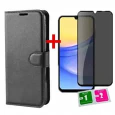 Kit Capa Carteira Premium A17 Samsung + Pelicula de Vidro 3D PRIVACIDADE Anti Impacto ENVIO IMEDIATO