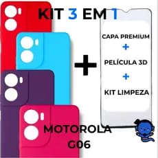 Kit Completo Para Motorola Moto G06 Capa Capinha + Película de Vidro 3D Motorola G06  ENVIO IMEDIATO