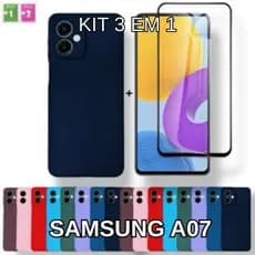 Kit Completo Samsung Galaxy A07 Capa  Capinha + Película Vidro 3D Anti Impacto  Samsung A07  Premium