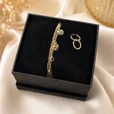 Pulseira + Brinco Dourado - Ideal para presente