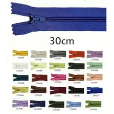 1 Unidade de Zíper Nylon Comum de 30cm, Diversas Cores.