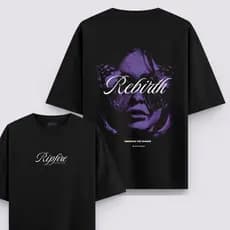 Camiseta Oversized Rebirth Streetwear Ripfire Borboleta Estampa Conceitual Moda Urbana Unissex 100% Algodão