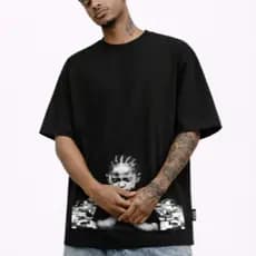 Camiseta Oversized Estampa Fé nas Crianças 100% Algodão Streetwear Favela