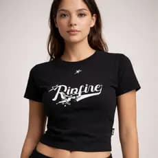 Baby Tee Feminina Blusa Manga Curta Baby Look Slim Algodão Streetwear Ripfire