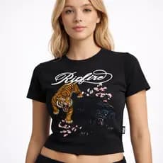 Baby Tee Feminina Camiseta Algodão Baby Look T-Shirt Blusa Tigre