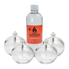 Lamparinas de Vidro Redondas 4 Peças e Fluído 500ml Kit Completo