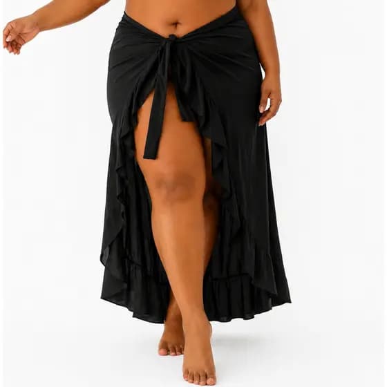 Saida de Praia Pluz Size Com Babado Moda Praia Verão