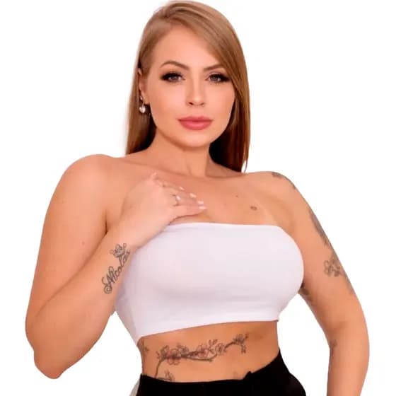 Faixa Top Tomara Que Caia com Elástico sem Bojo Feminino