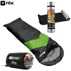 Kit Saco De Dormir Viper e Isolante Eva Camping Nautika Preto Verde