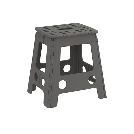 Banco Dobrável Banqueta Portátil Plástico Até 150kg 45cm Cinza
