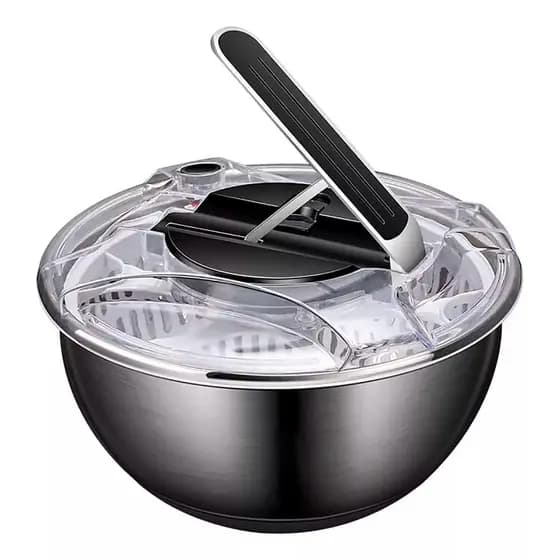 Centrifuga Seca Salada Inox 3,5 Litros Secadora Escorredor De Saladas Folhas E Verduras Mimo Style