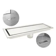 Ralo Linear Oculto Invisível Retangular Inox Válvula Anti Odor Anti Inseto 20x10cm